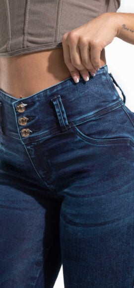 JEANS LEVANTA COLA AZUL MEDIO CON DESGASTE BOTA SKINNY – 50508
