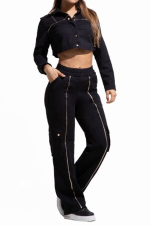 SET CHALECO LEVANTA COLA AZUL NEGRO BOTA ANCHA  – 64418