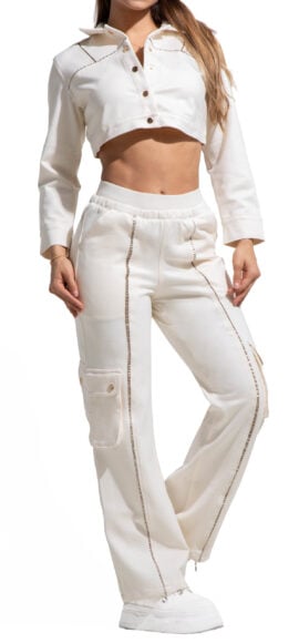 SET CHALECO LEVANTA COLA AZUL BEIGE BOTA ANCHA  – 64418