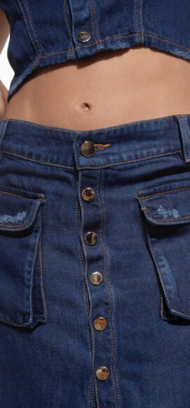 SET CROP TOP FALDA BROCHES Y BOLSILLOS CARGO EN PARTE DELANTERA CON ABERTURA EN LA PIERNA- 50512