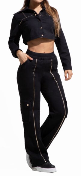SET CHALECO LEVANTA COLA AZUL NEGRO BOTA ANCHA  – 64418