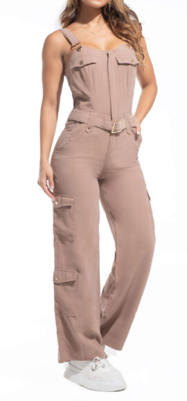 ENTERIZO CAMEL CON SIERRE DELANTERO CON BOLSILLOS LATERALES  -64410