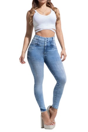 JEANS LEVANTACOLA AZUL CLARO CORTES EN PRETINA BOTA SKINNY – 50535