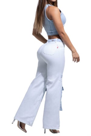 CONJUNTO DE CHAQUETA Y PANTALON MARFIL CON MALLA AMBIENTADO CON PEDRERIA – 71276