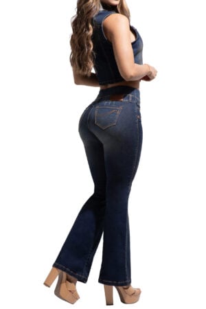 SET CROP TOP + JEANS AZUL OSCURO CROP TOP CON HERRAJES – 50526